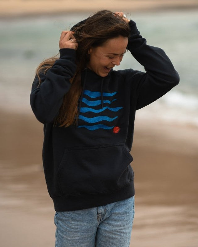 Kapuzenpullover Waves Navy - Ankerherz Verlag