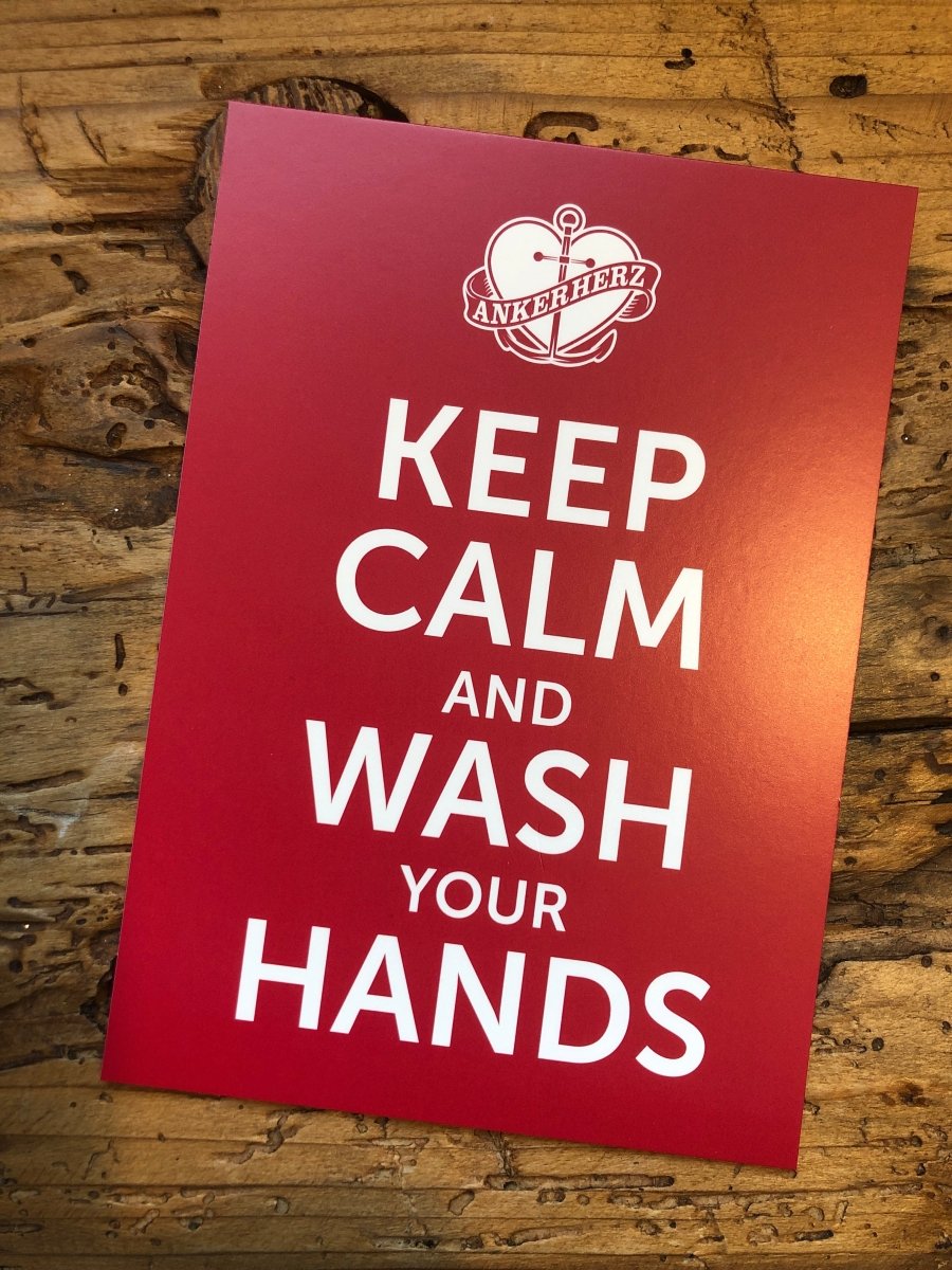 Postkarte "Keep calm and wash your hands“ - Ankerherz Verlag