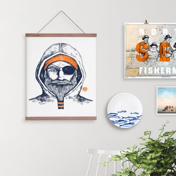 Siebdruck Poster Fischer 50x70cm - Ankerherz Verlag