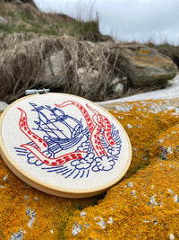 Stickset Meerjungfrau und Schiff mit Kraken - Ankerherz Verlag