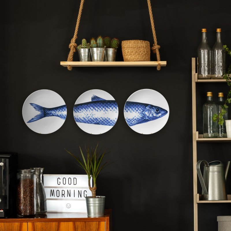 Wandteller Fisch Heinen Delfts Blauw
