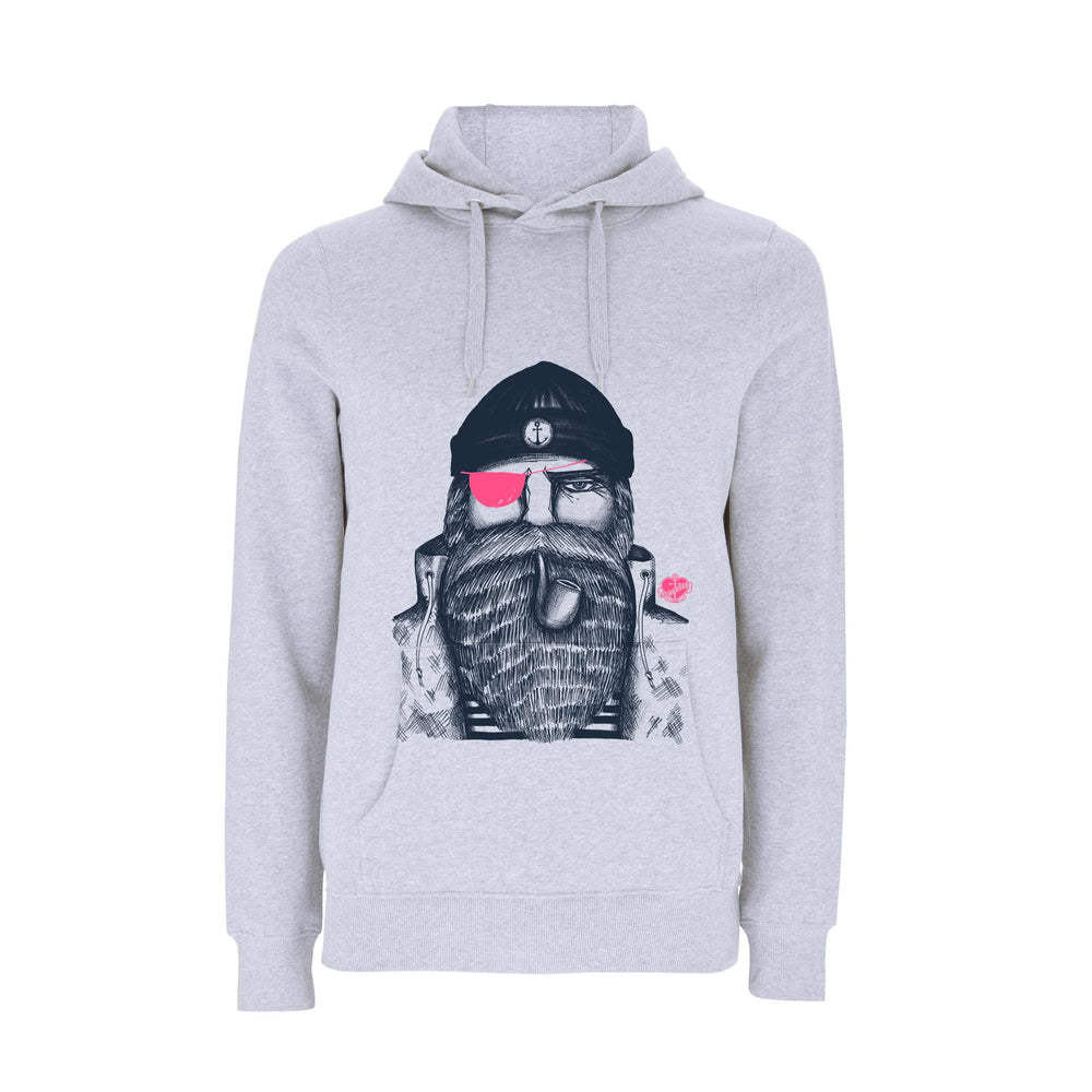 Kinder-Kapuzenpullover "Seemann" (grau) | ankerherz.de