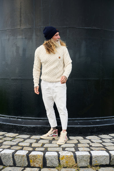 Strickpullover Zopfmuster Cremeweiß | ankerherz.de