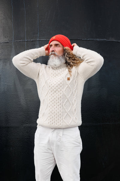 Strickpullover Zopfmuster Cremeweiß | ankerherz.de